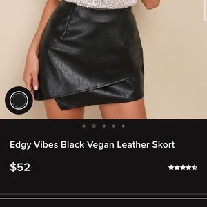 Lulus black vegan leather skort
